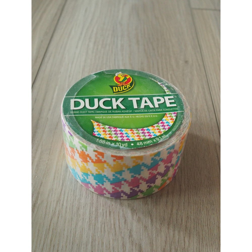 Duck Brand Duct Tape Rainbow Houndstooth Pattern 1.88in x 10yd Craft Tape New